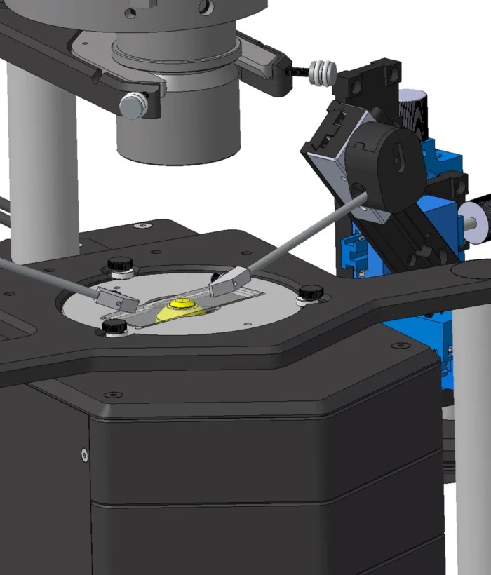 Inverted Microscope close up view of components