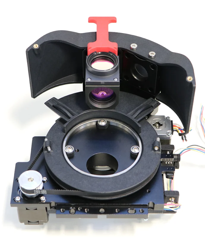 Close up of Inverted Microscope mechanism