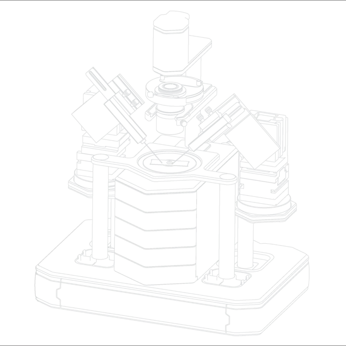 Line drawing of microscope to represent the scientific market