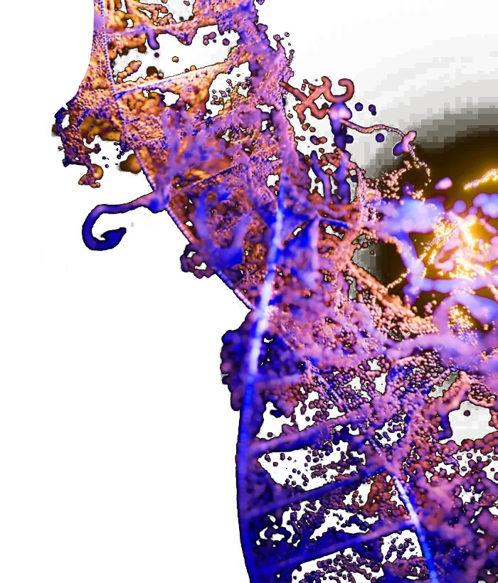 Purple image of close up of DNA